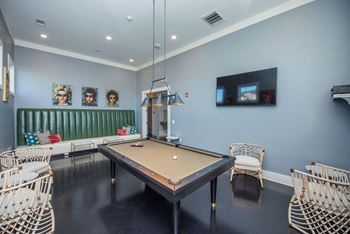 Game room with billiards table
